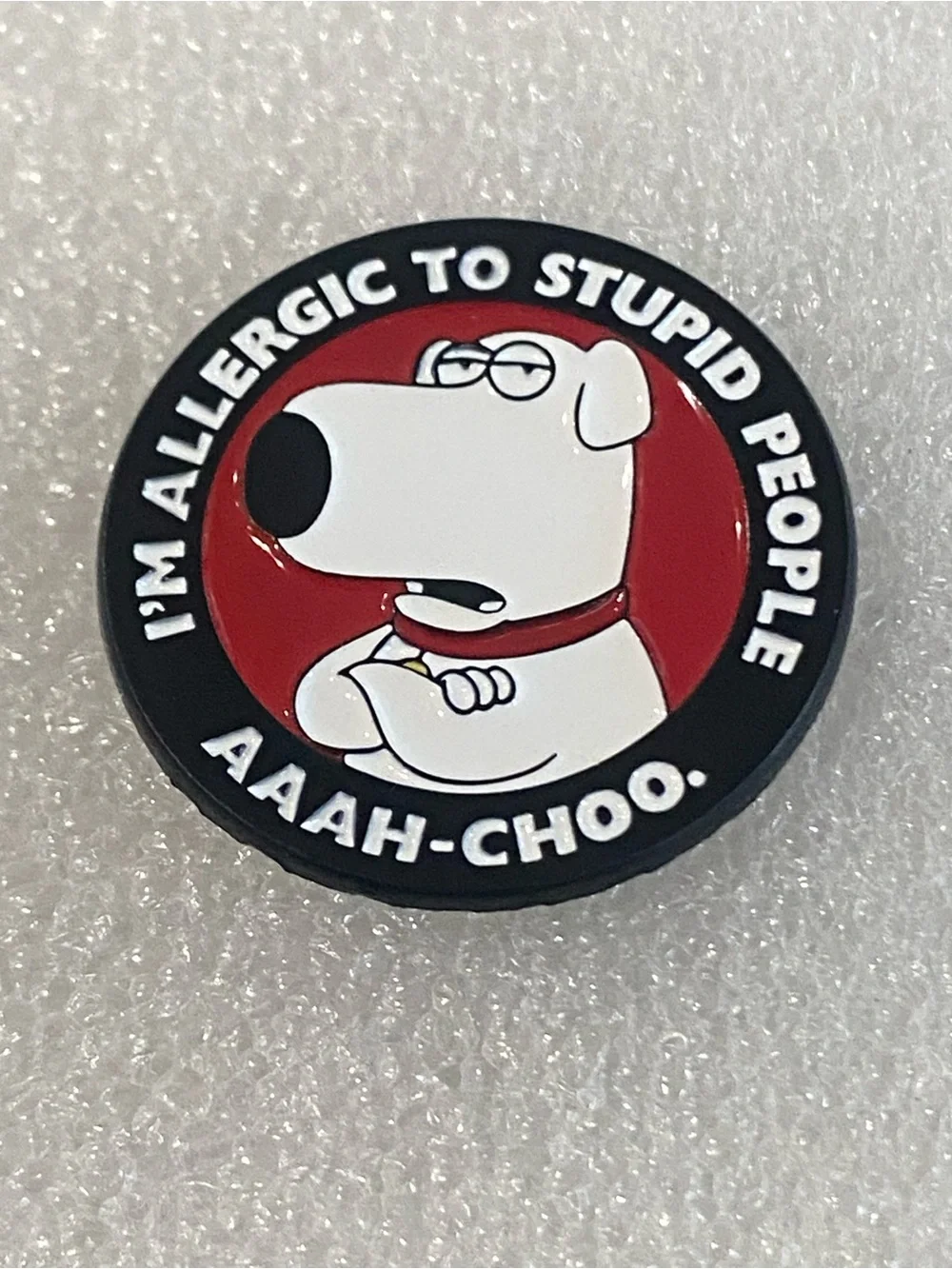 Brian Griffin Enamel Pin – White & Red Cartoon Dog